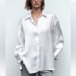 Elegant White Satin Women's Top